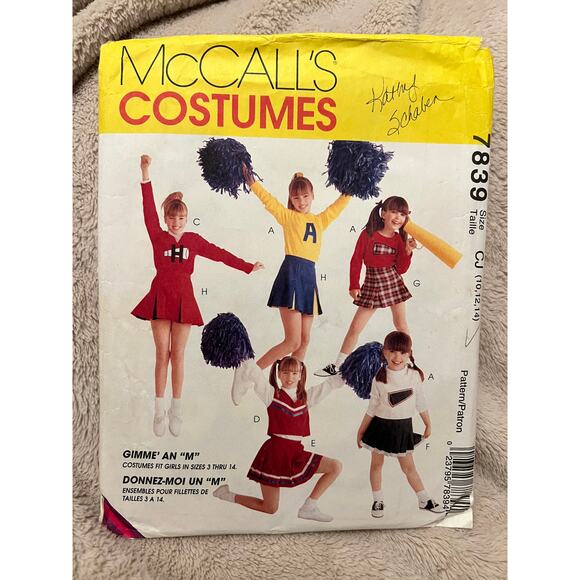 McCalls 7839 Sewing pattern girls cheerleader costume size 10 12 14 - Picture 1 of 6
